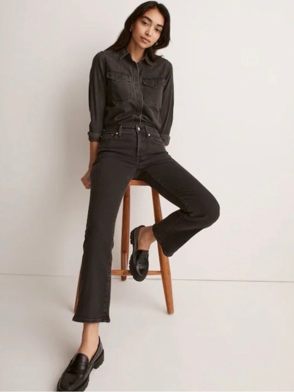 Madewell Mid-Rise Kick Out Black Jeans